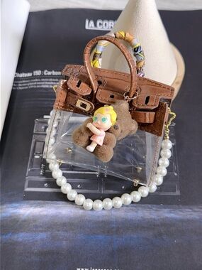 Mini Brown Birkin AirPods H Bag Miniature with Doll